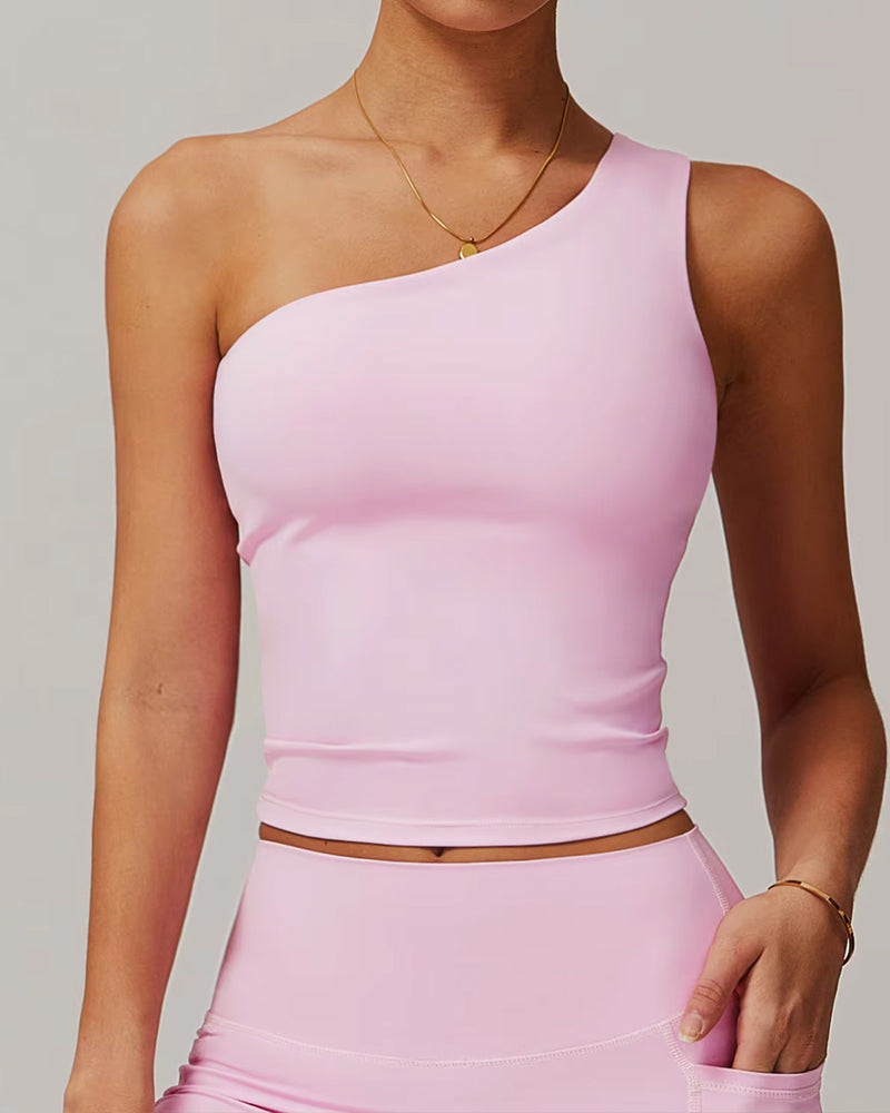 One-Shoulder Waist-Hugging Quick-Drying Sports Vest