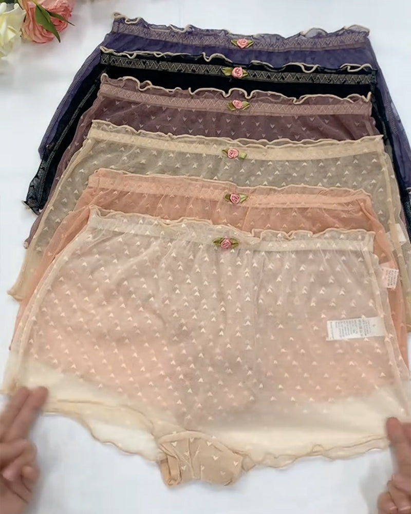 Multipack Women's Heart Lace Flower Decoration High Elastic Underwear