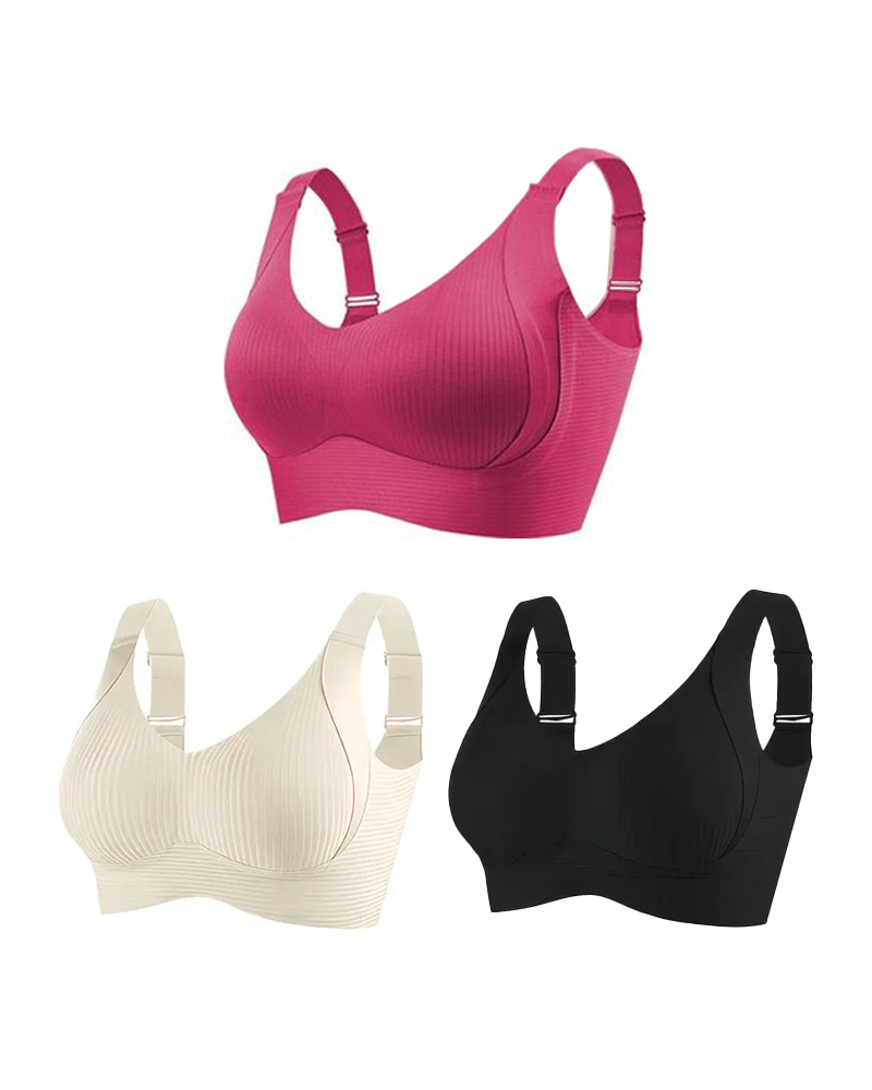Women's Solid Color Four Rows Adjustable Wireless Bra