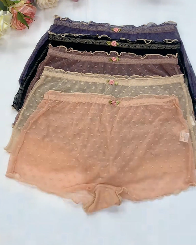 Multipack Women's Heart Lace Flower Decoration High Elastic Underwear