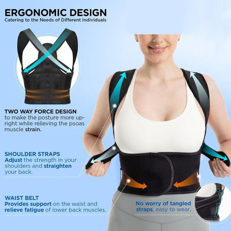 Adult Breathable Mesh Support Invisible Shoulder Open Back Posture Back Corrector