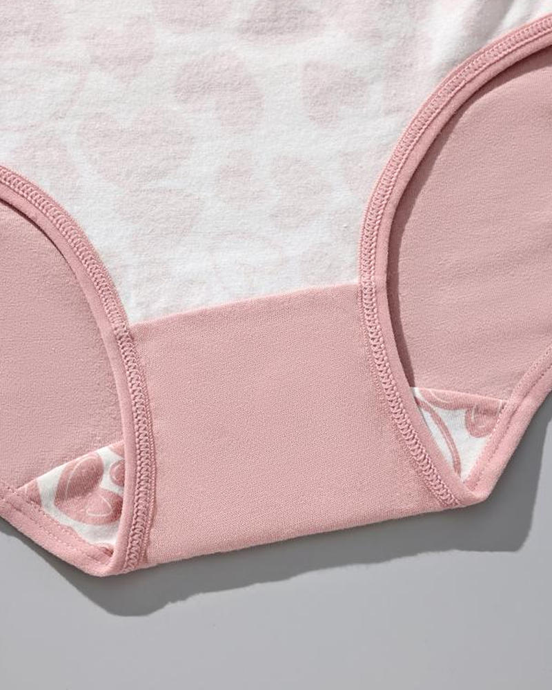 Women's Breathable Soft Love Heart Cotton Printed Panties