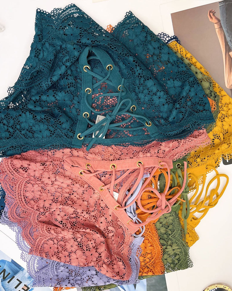 Women's Sexy Flower Lace Back Waist Tie Design Panties