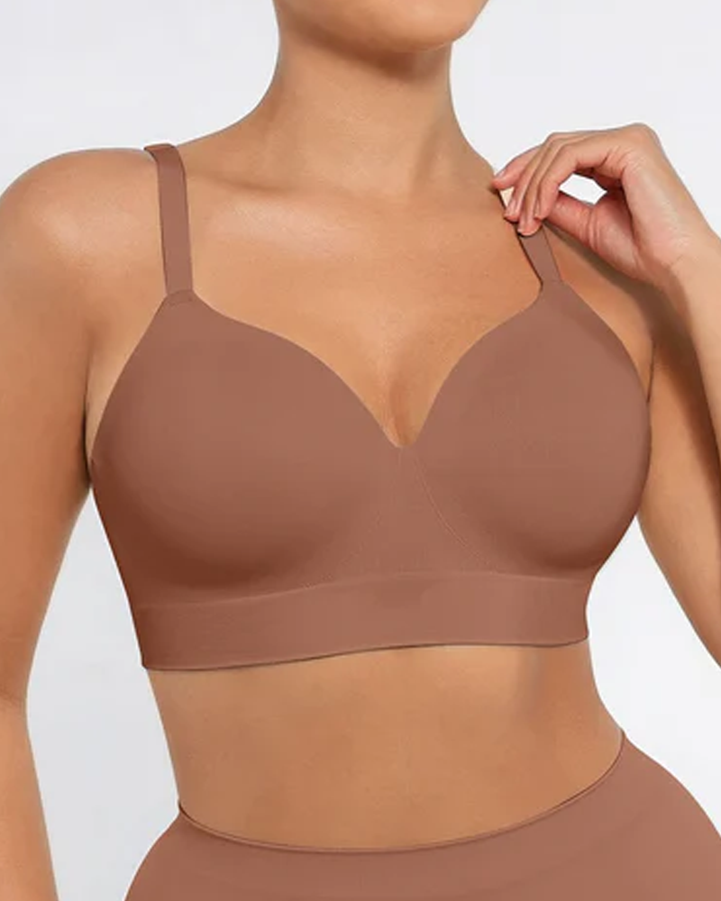 Women's Solid Color No-Wire Push-Up Seamless Comfortable Full Cup Bra