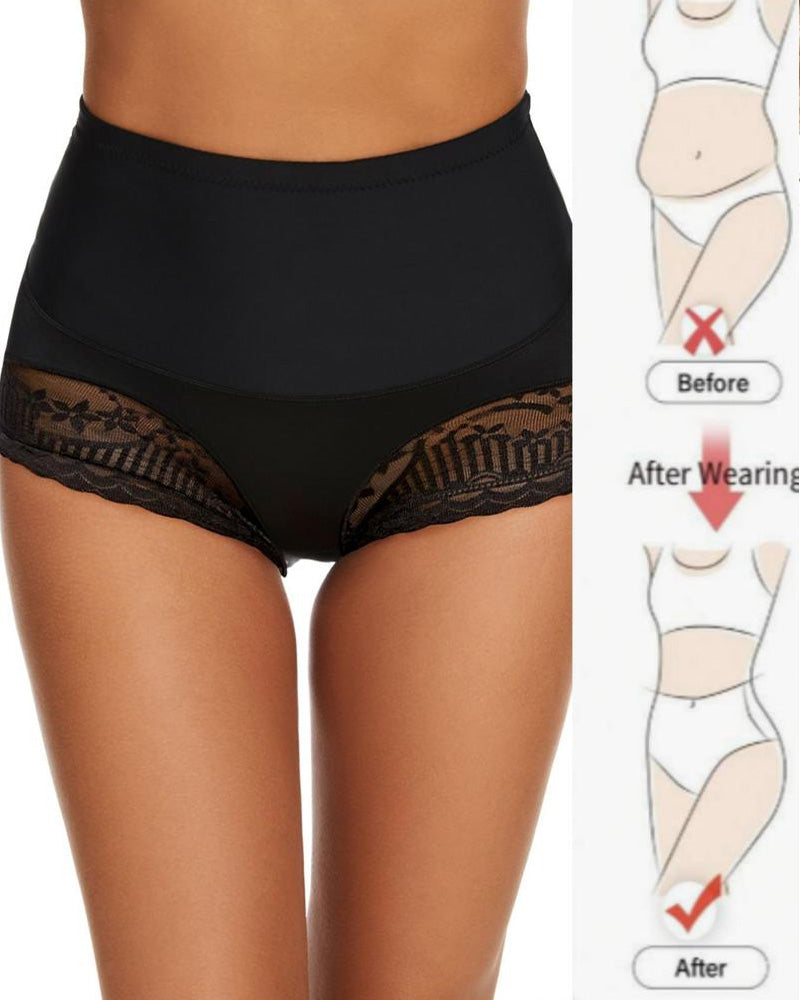 Women's High Waist Lace Thin Tummy Control Seamless Body Shaping Panties