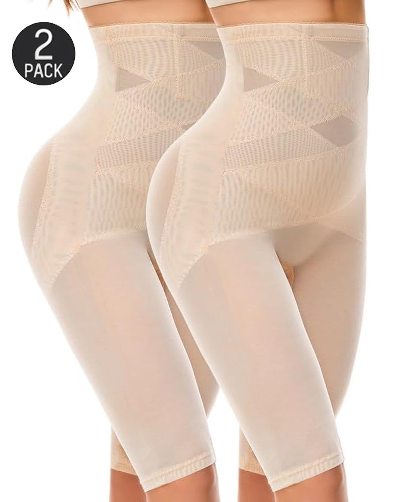 Women's Double Cross Mesh Seamless High Waist Tummy Lifting Buttocks Shaping Tights