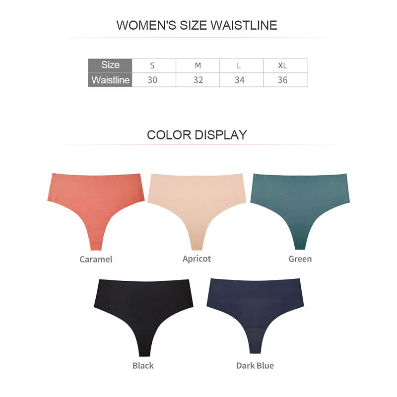 Floralshe®Women's Seamless Solid Color Drop Waist Thong 5-Pack