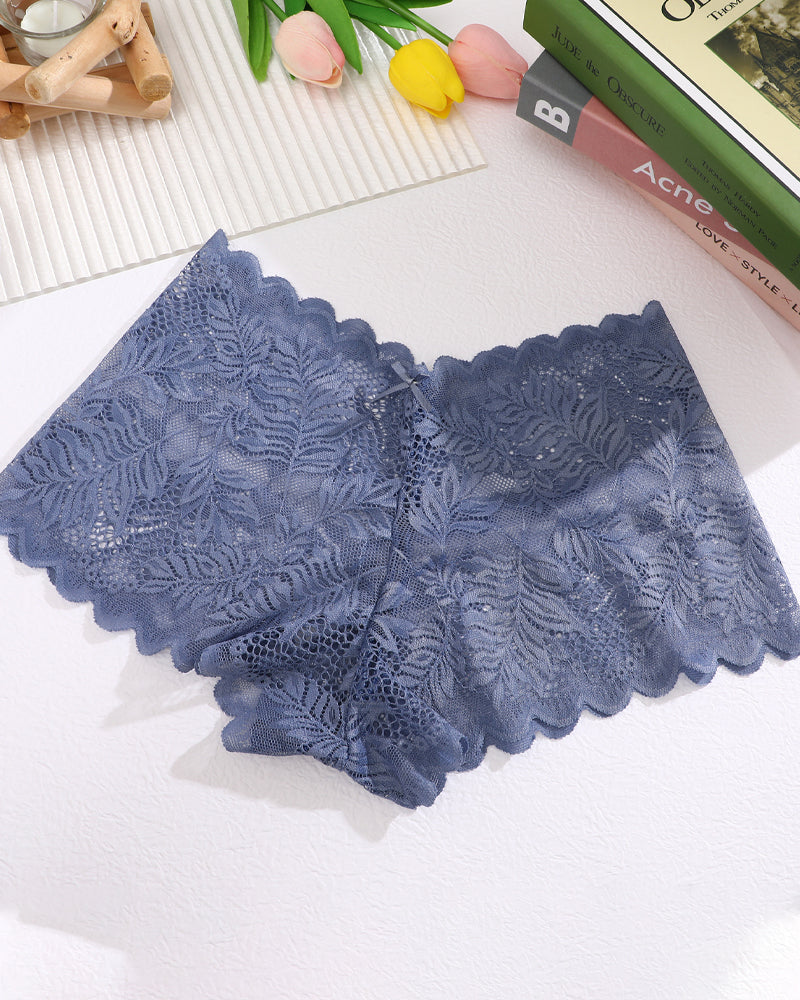 Women's Cotton Bottom Semi-Transparent Seamless Soft Lace Panties