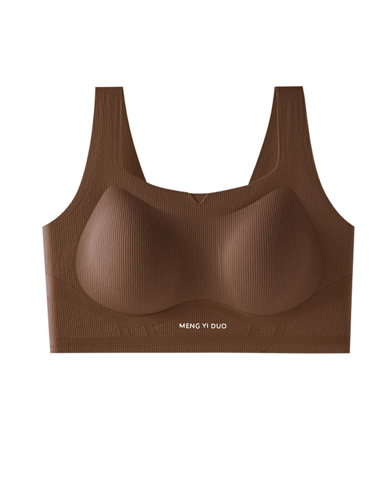 Solid Color No-Wire Seamless Push-Up Casual Vest Bra