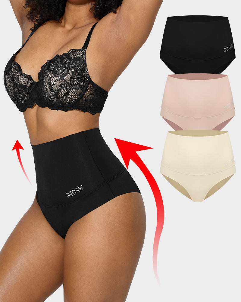 3-Pack High Waisted Tummy Control Brief Panties