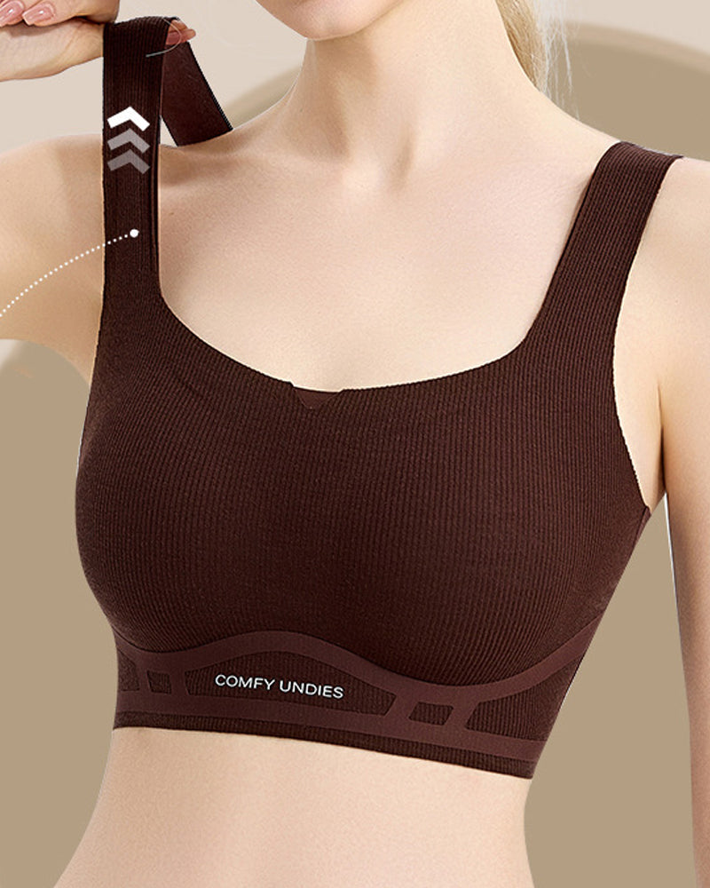 Solid Color No-Wire Seamless Push-Up Casual Vest Bra