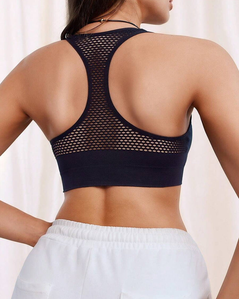 Women's Zipper Padded Seamless Elastic Sports Bra