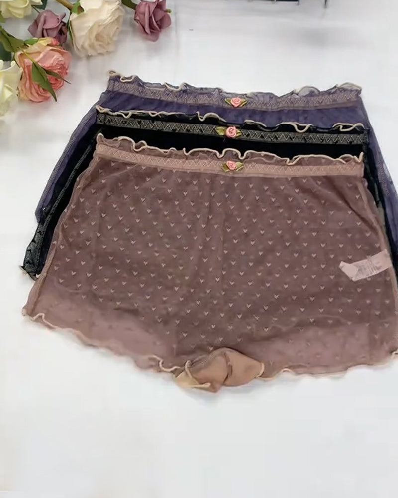 Multipack Women's Heart Lace Flower Decoration High Elastic Underwear