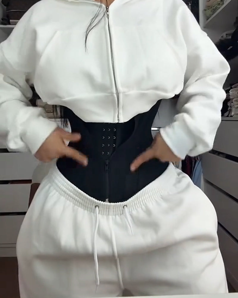 Women's Double Compression Straps Zippered Belly Control Invisible Waist Belt