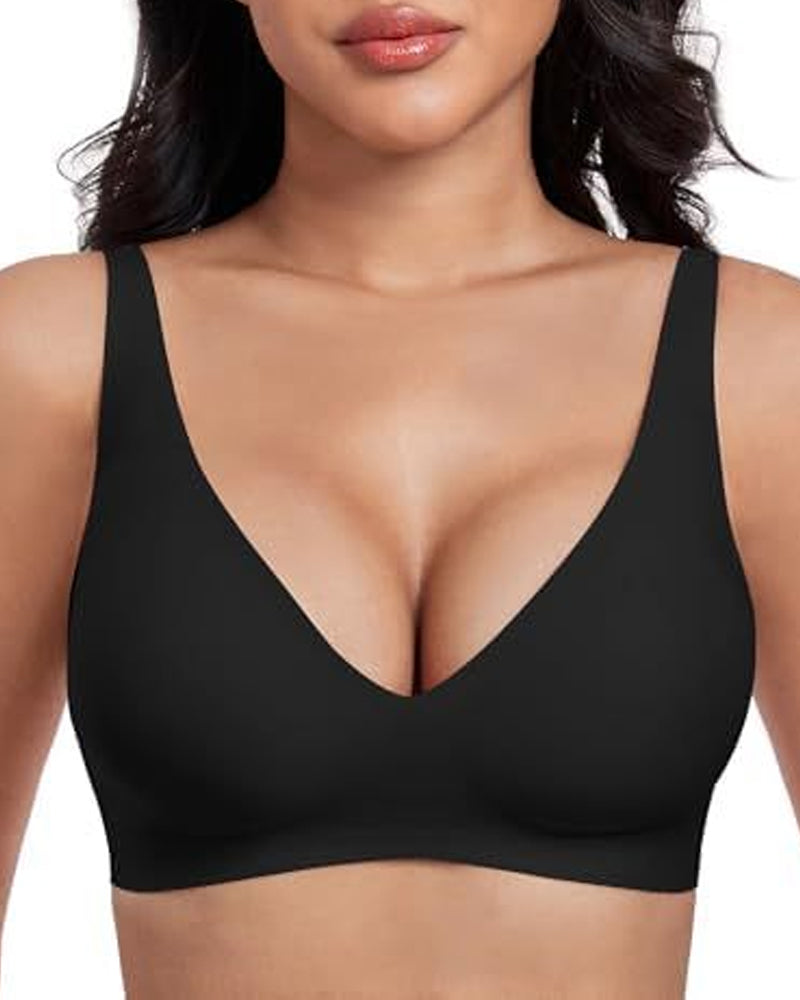 Women's Deep V Wire-free Push-up Adjustable Seamless Bra