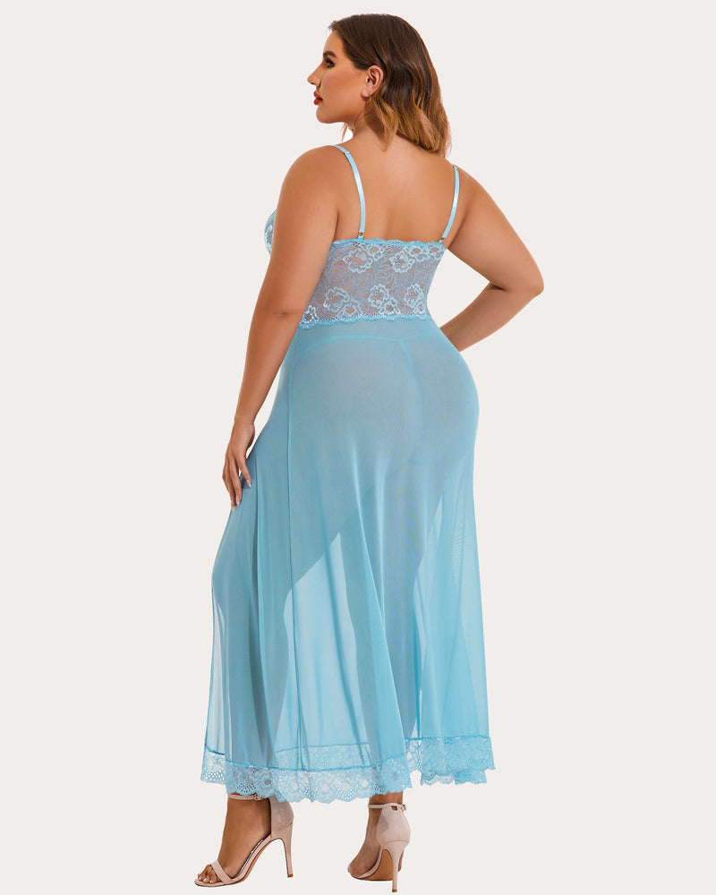 Plus Size Floral Side Slits Nightdress