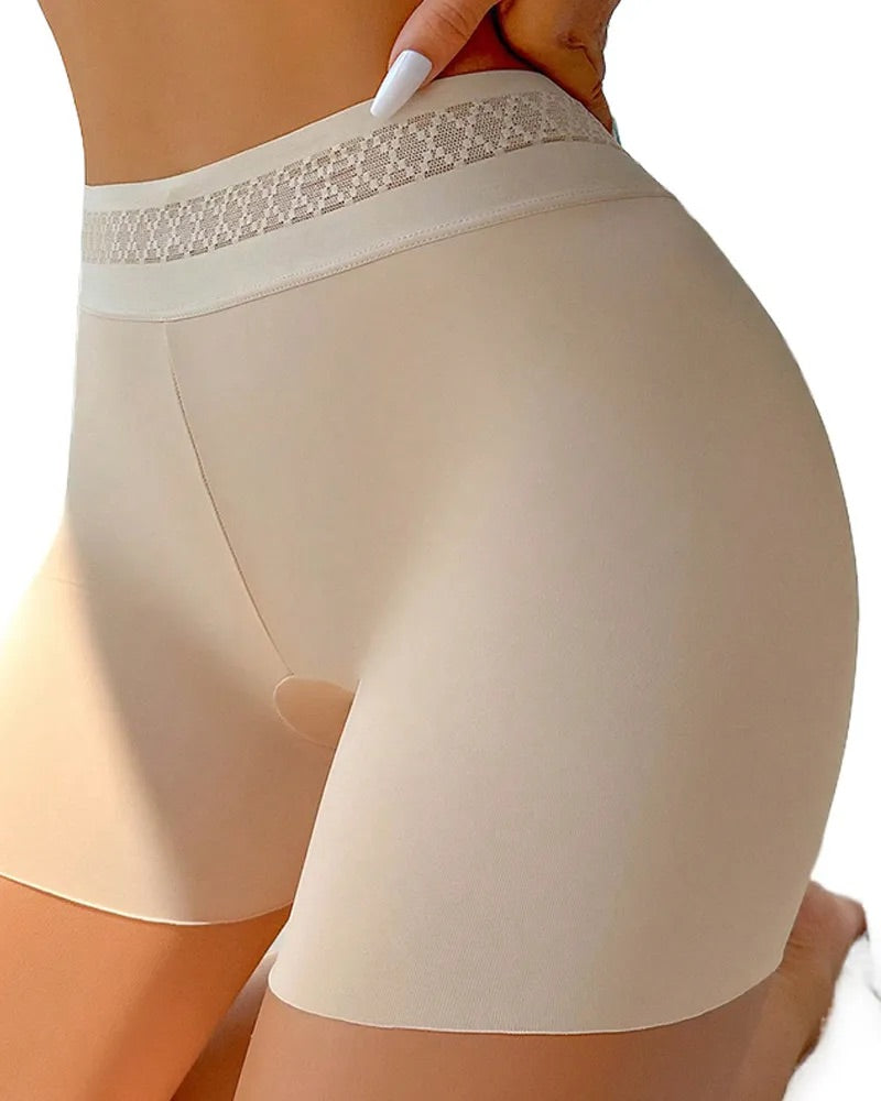 Solid Color Hip-Lifting and Tummy-Controlling Mid-Rise Body-Shaping Shorts