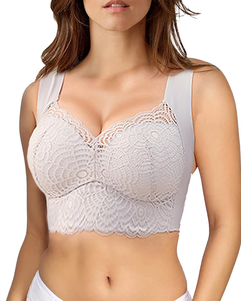 Full-Figure Seamless Lace Cut-Out Bra