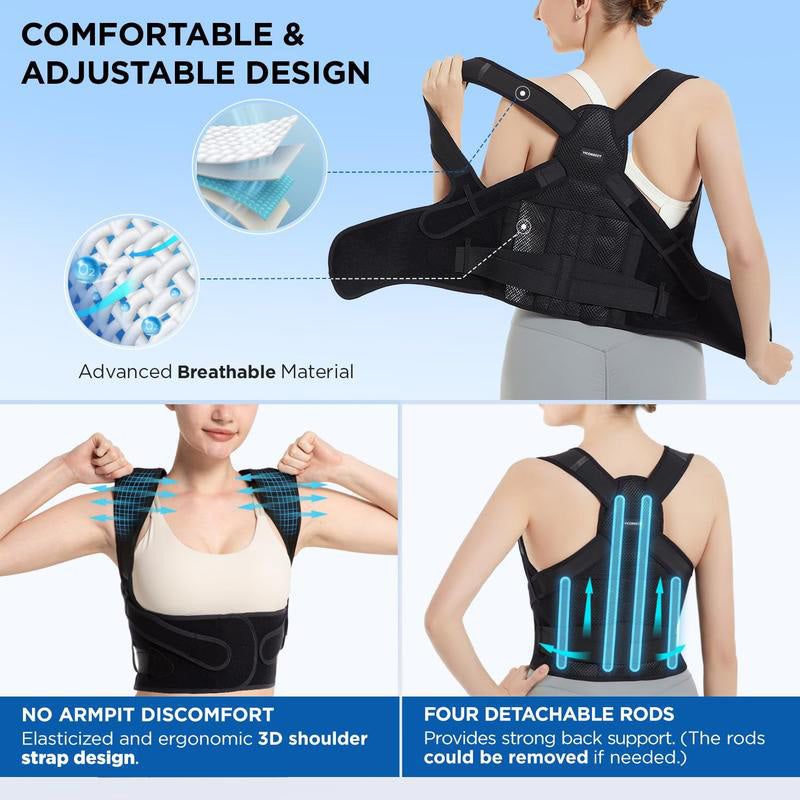 Adult Breathable Mesh Support Invisible Shoulder Open Back Posture Back Corrector