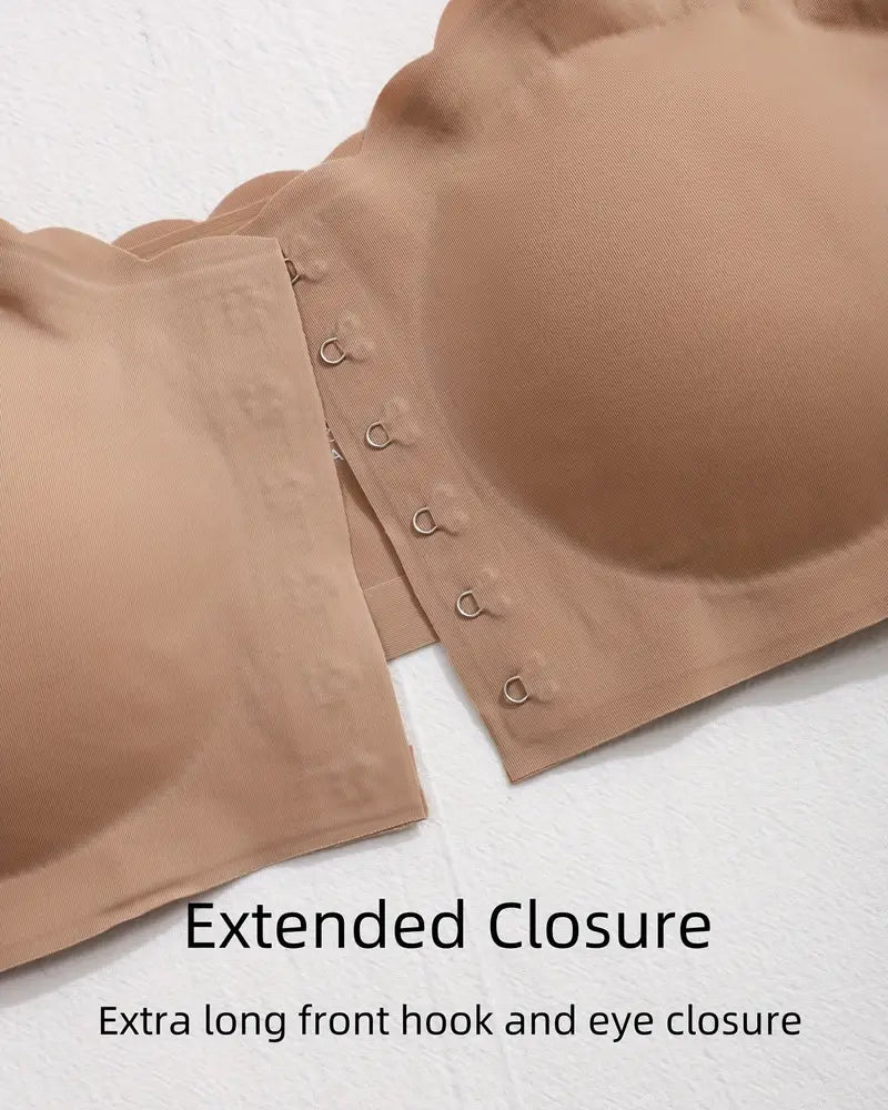 Women's Seamless Strapless Front Buckle Comfort Push Up Bra