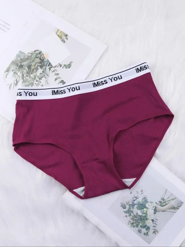 Floralshe®Women's Letter Tape Ribbed Seamless Knicker