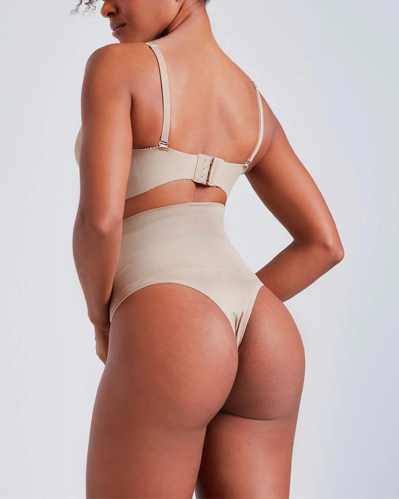 Beige Threaded Shaping Briefs