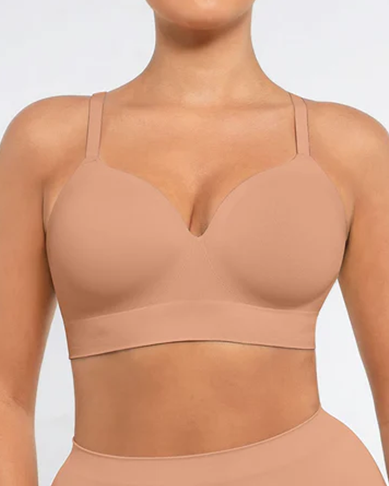 Women's Solid Color No-Wire Push-Up Seamless Comfortable Full Cup Bra