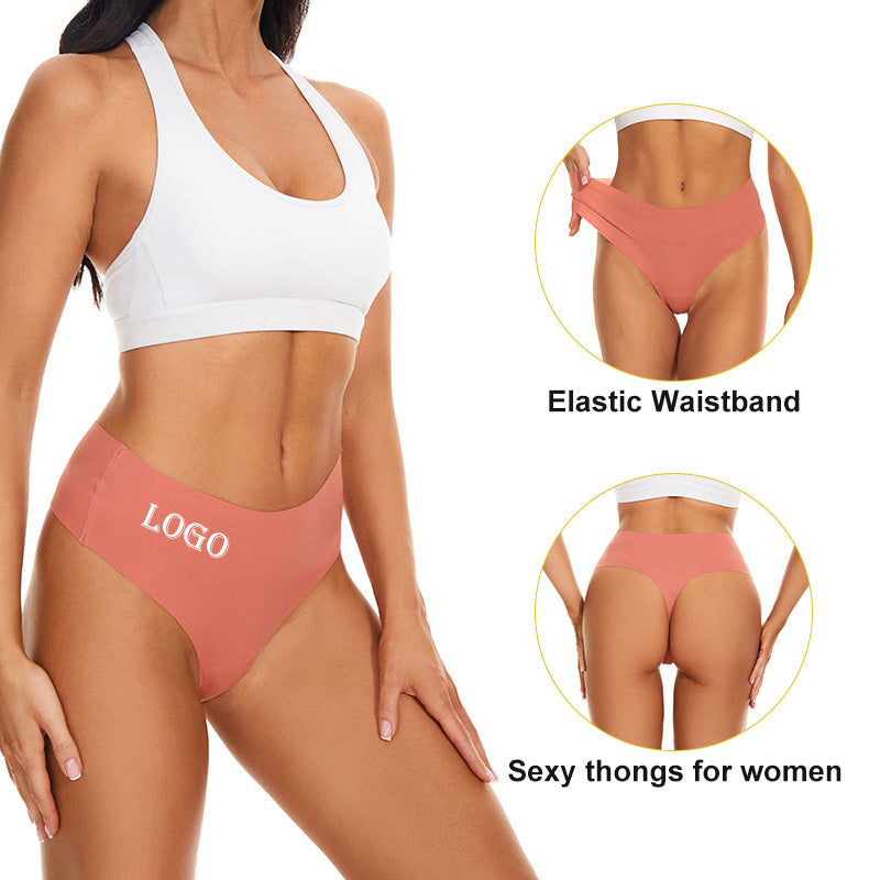 Floralshe®Women's Seamless Solid Color Drop Waist Thong 5-Pack