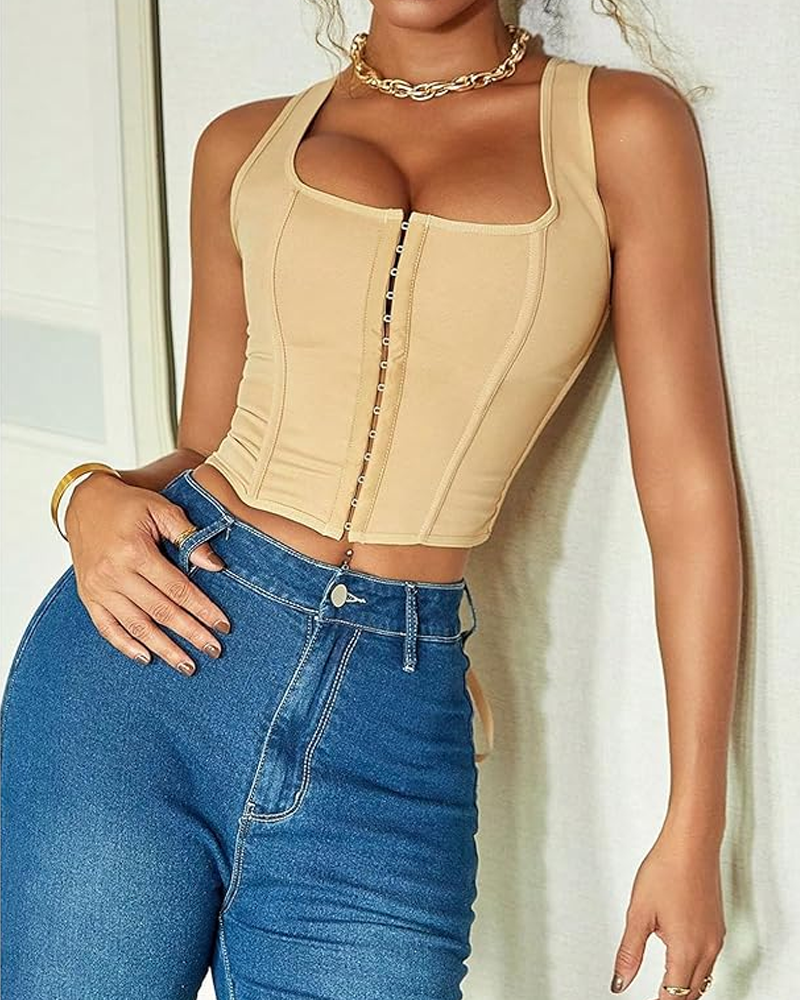 Women's Sexy Sleeveless Solid Color Corset Top