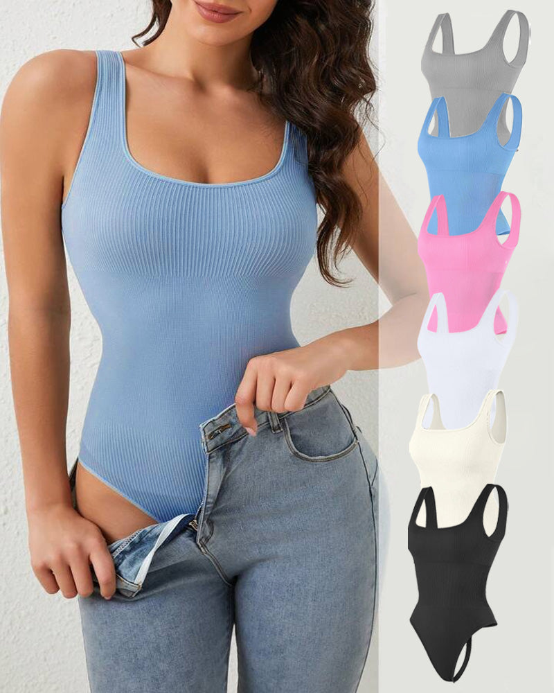 Women's Ribbed Sleeveless Bodycon Bodysuit
