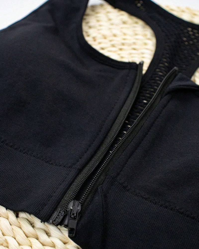 Women's Zipper Padded Seamless Elastic Sports Bra