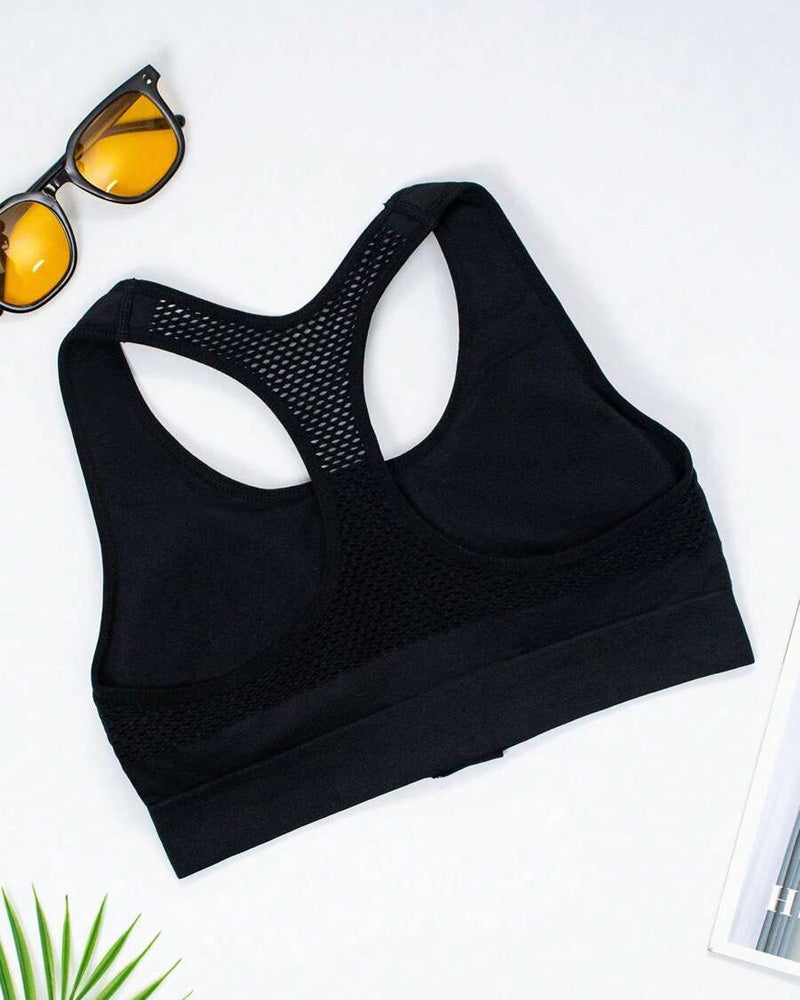 Women's Zipper Padded Seamless Elastic Sports Bra