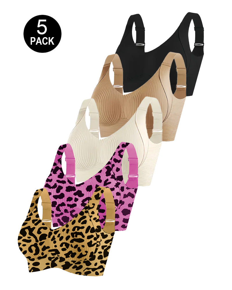 Solid Color Four Rows Adjustable Wireless Women's Bra