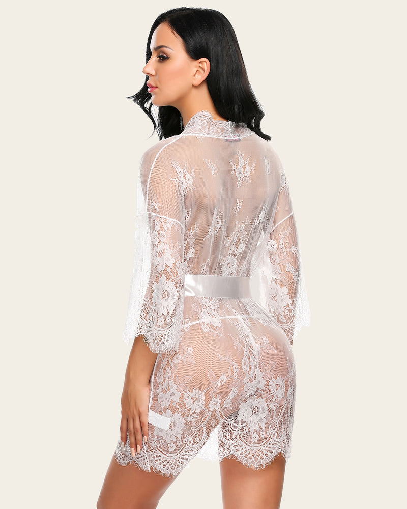 Lace Kimono Mesh Robe