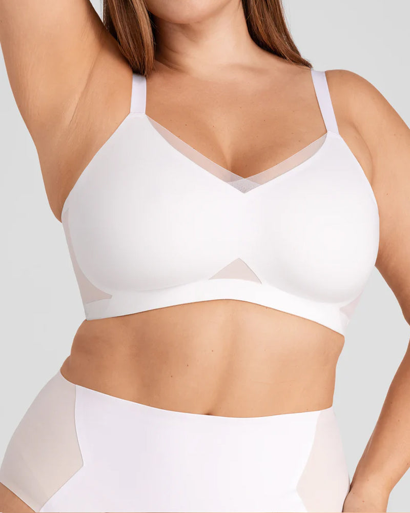 Women's V-Neck Mesh Gathered Seamless Comfortable Cross Bra