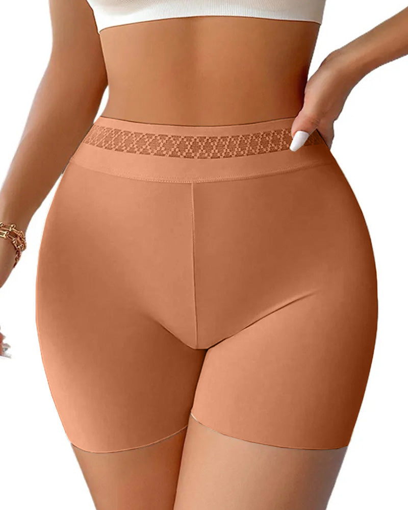 Solid Color Hip-Lifting and Tummy-Controlling Mid-Rise Body-Shaping Shorts