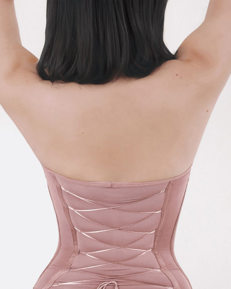 Back Lace-up Bodysuit Thong Seamless Shapewear