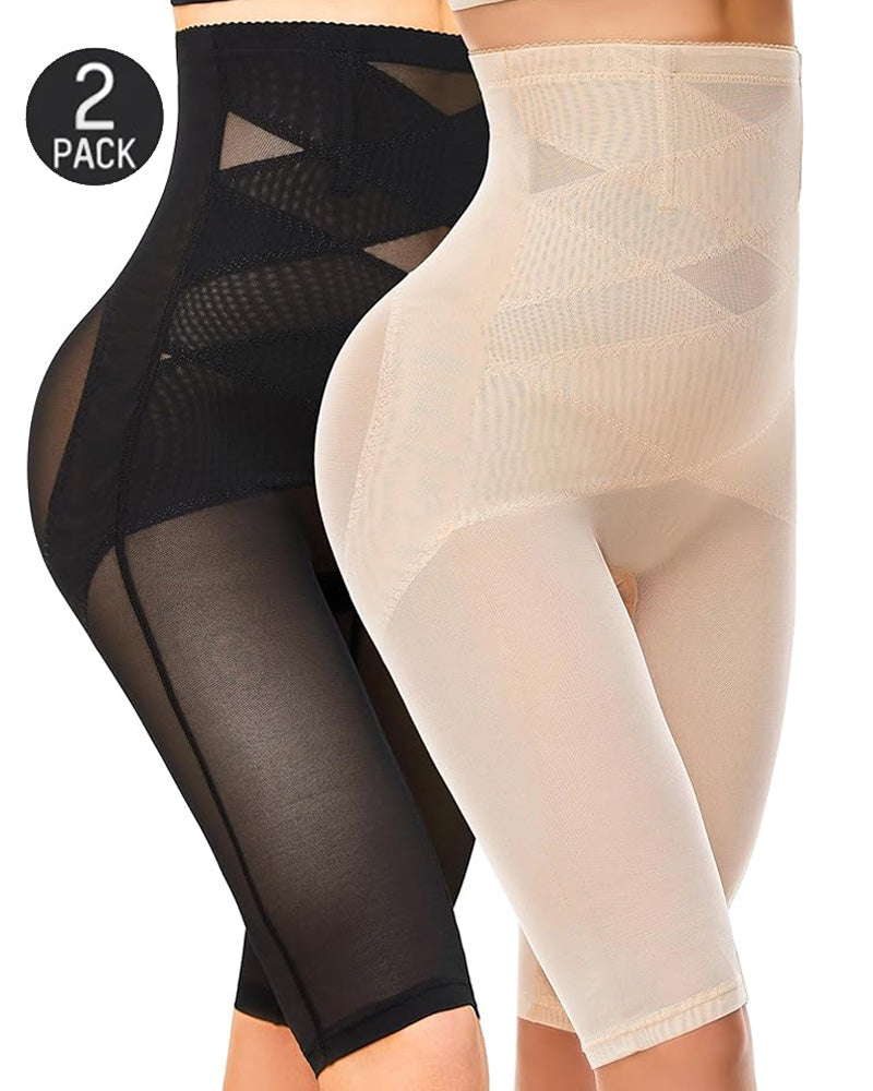 Women's Double Cross Mesh Seamless High Waist Tummy Lifting Buttocks Shaping Tights