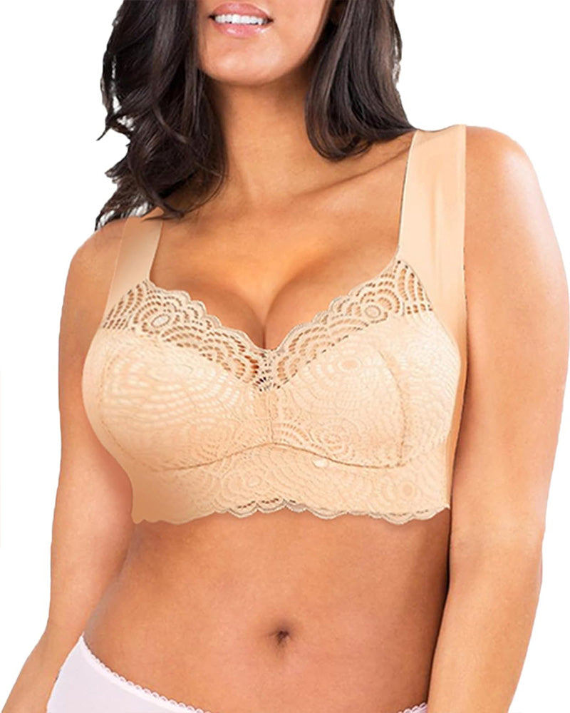 Full-Figure Seamless Lace Cut-Out Bra