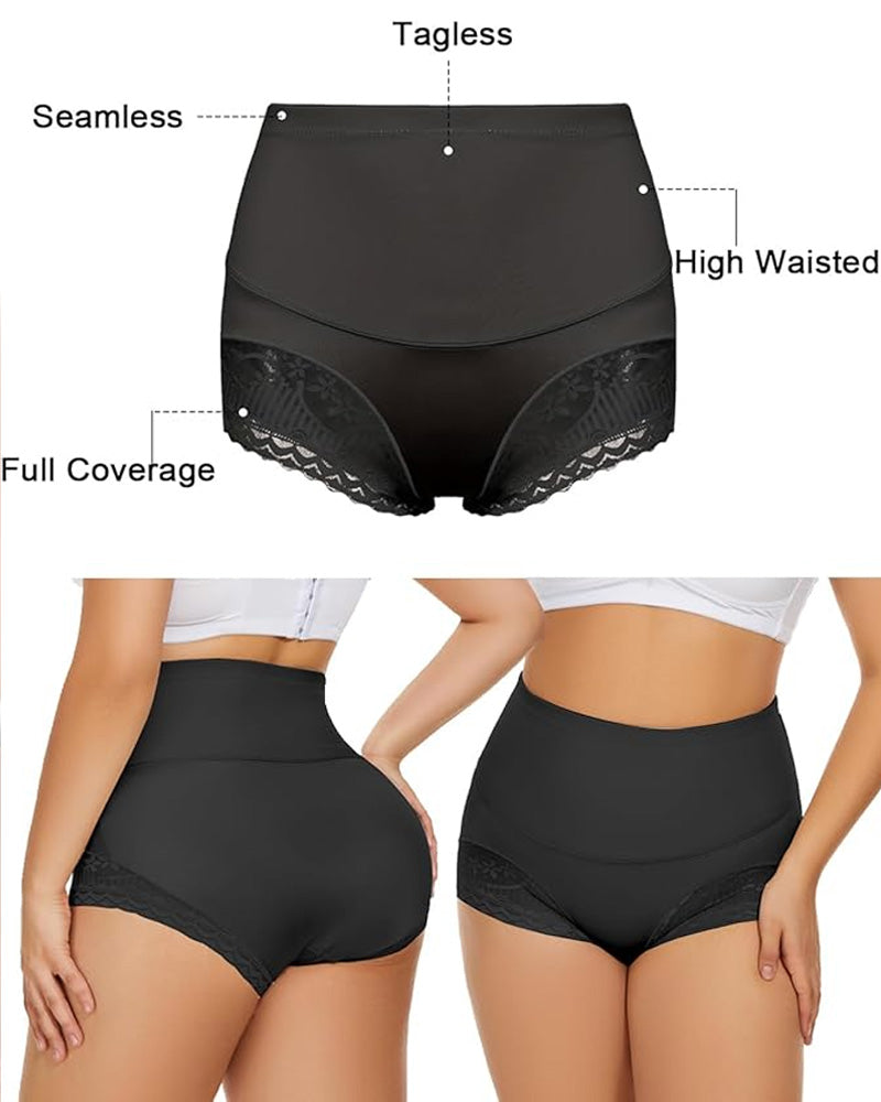Women's High Waist Lace Thin Tummy Control Seamless Body Shaping Panties