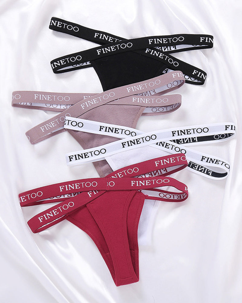 Women's Cotton High Waist Sexy Letter Printed Cross Sports Belt Thong