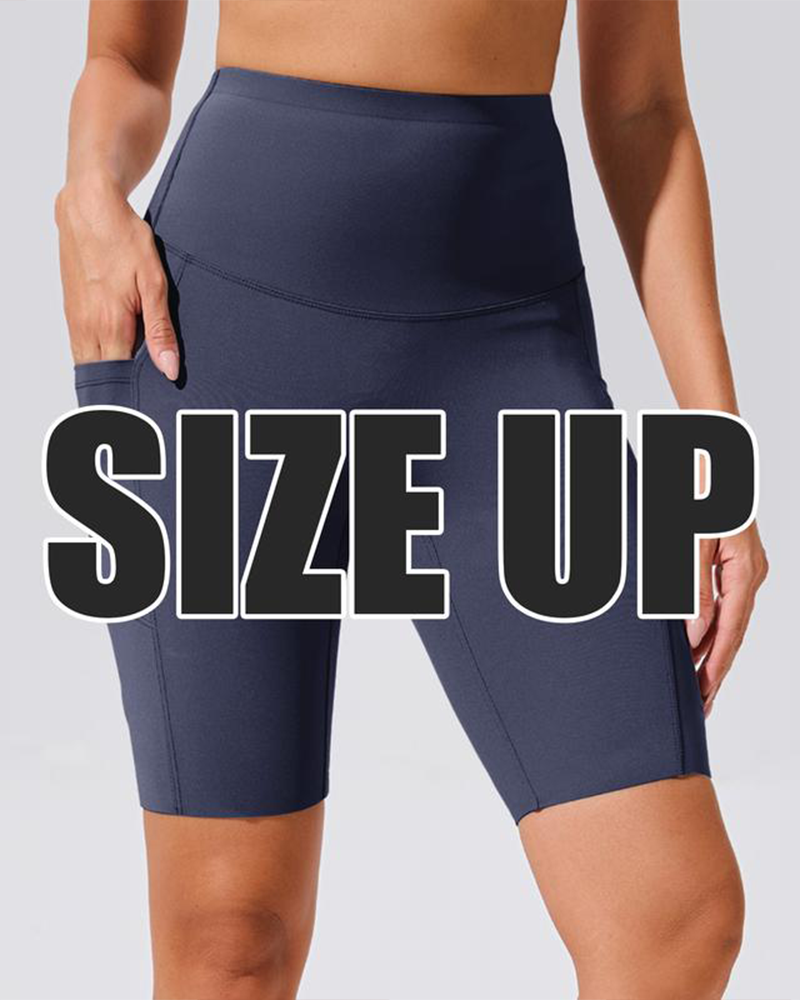 Women's Tummy Control High Waist Casual Elastic Band Pocket Yoga Sports Plus Size Shorts