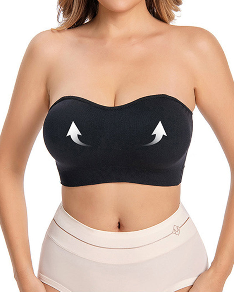 Women's Non-Slip Silicone Push-Up Detachable Shoulder Straps Without Steel Ring Bra