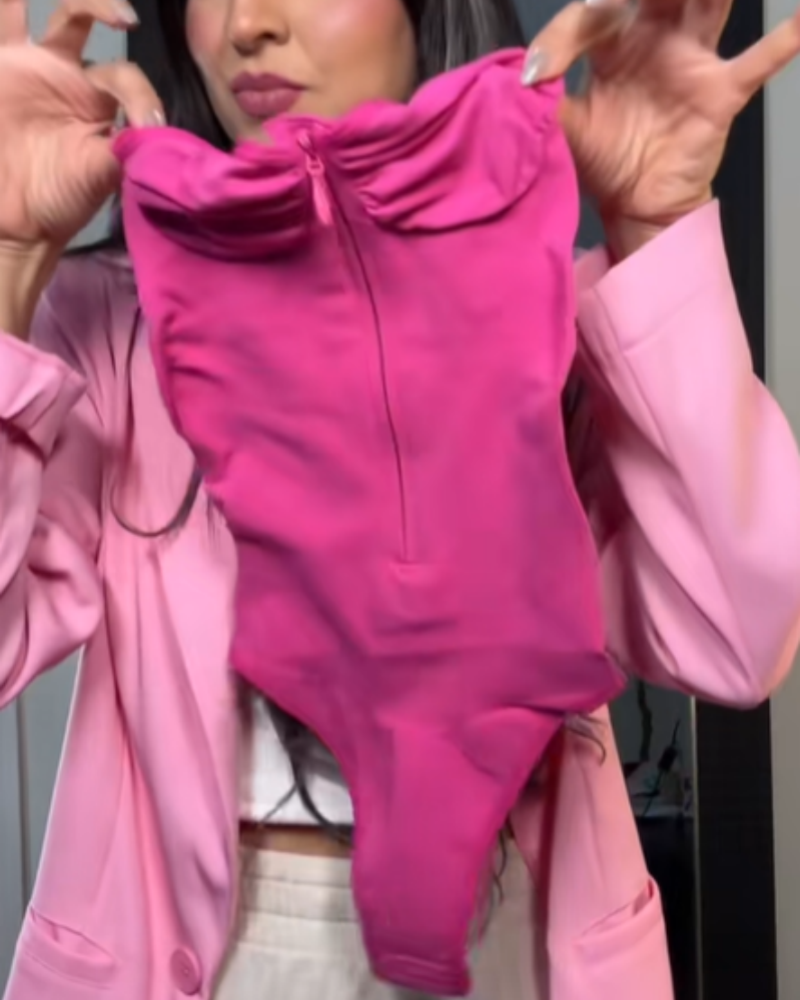 Women's Solid Color Tummy Tuck Seamless Zipper Body Shaper