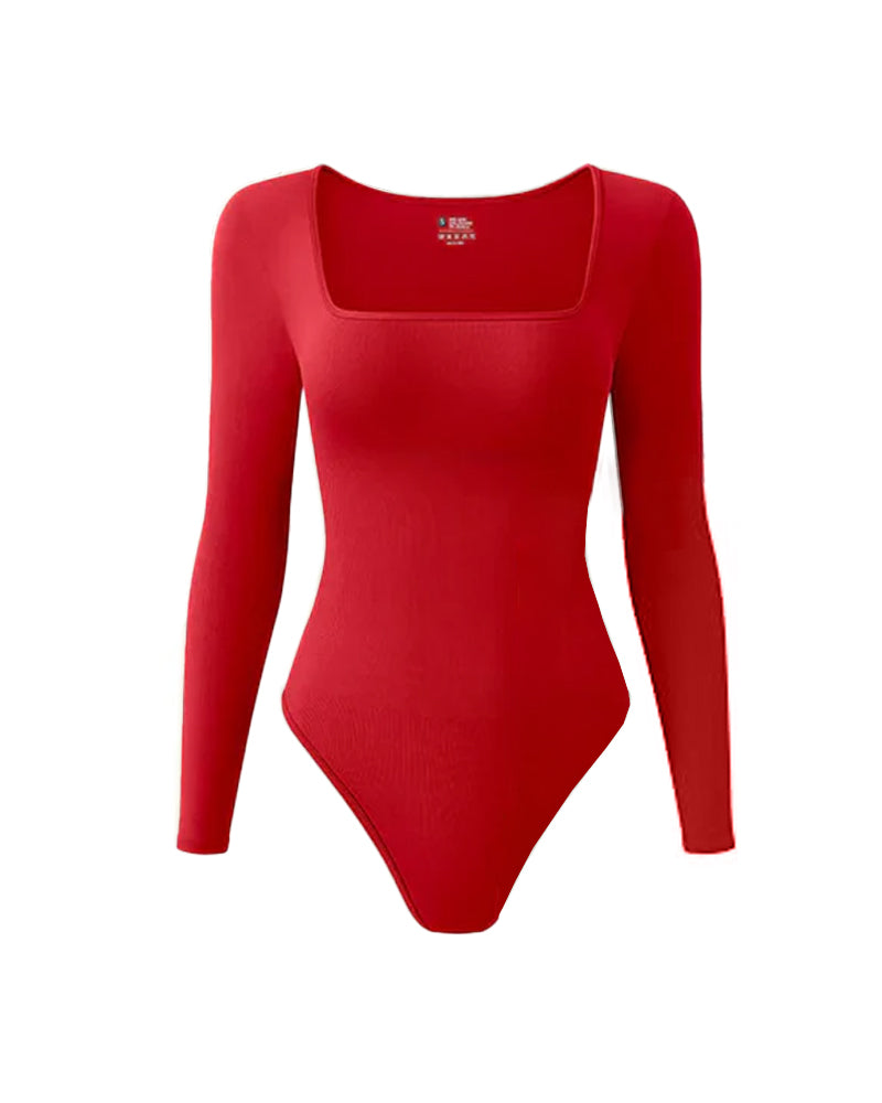 Square Neck Long Sleeve Bodysuits