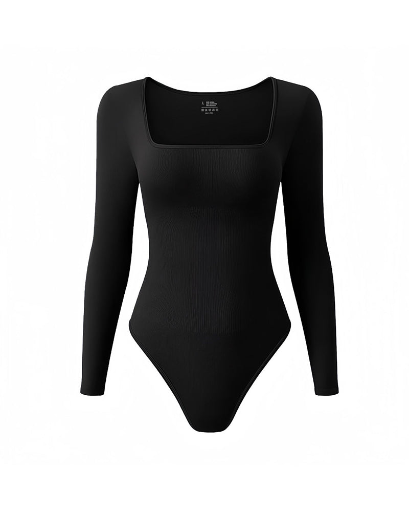 Square Neck Long Sleeve Bodysuits