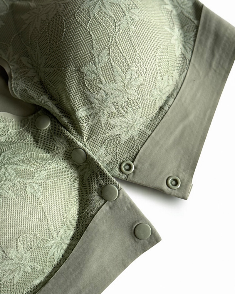 Women's Front Button Lace Seamless Push-Up Breathable Bra