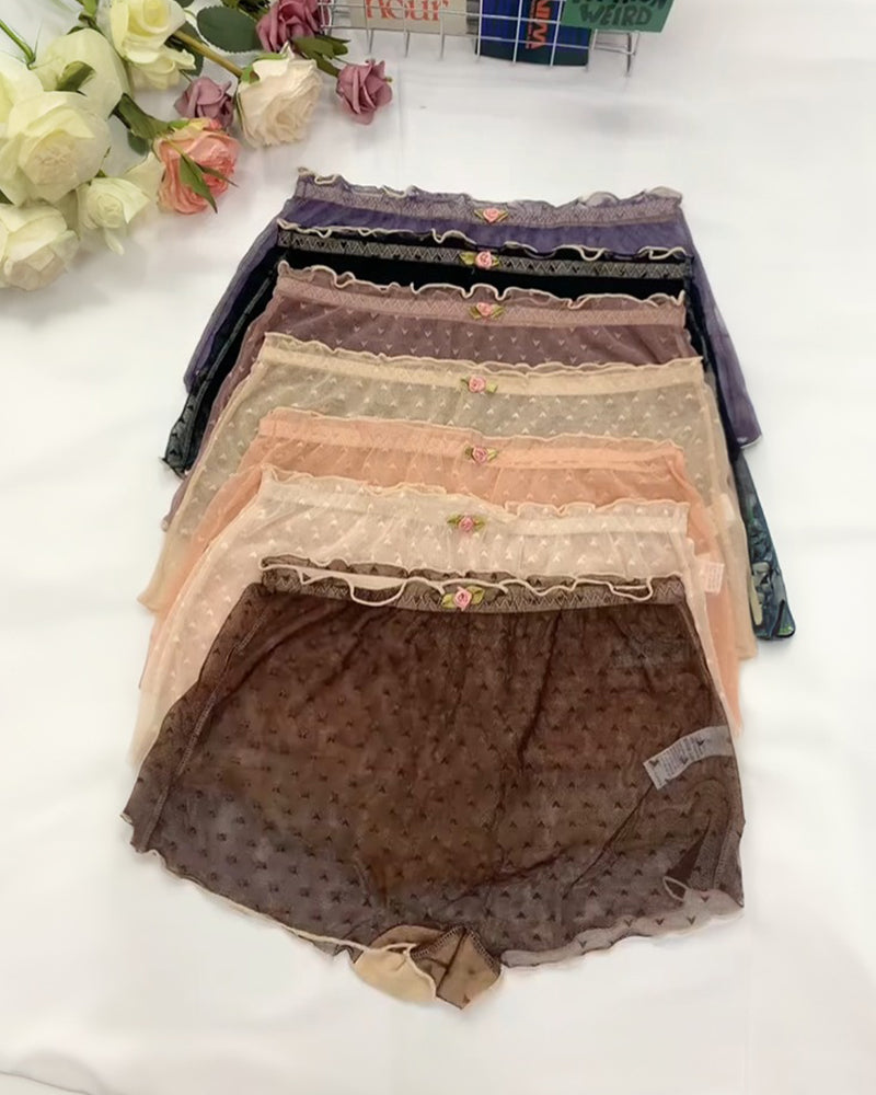 Multipack Women's Heart Lace Flower Decoration High Elastic Underwear