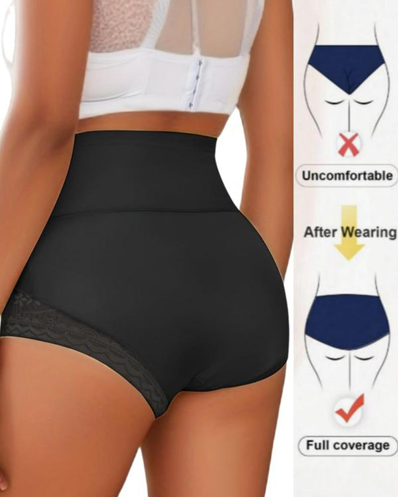 Women's High Waist Lace Thin Tummy Control Seamless Body Shaping Panties