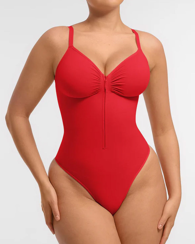 Women's Solid Color Tummy Tuck Seamless Zipper Body Shaper